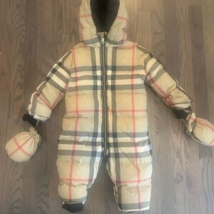 Plaid Puffer Snowsuit with Mittens